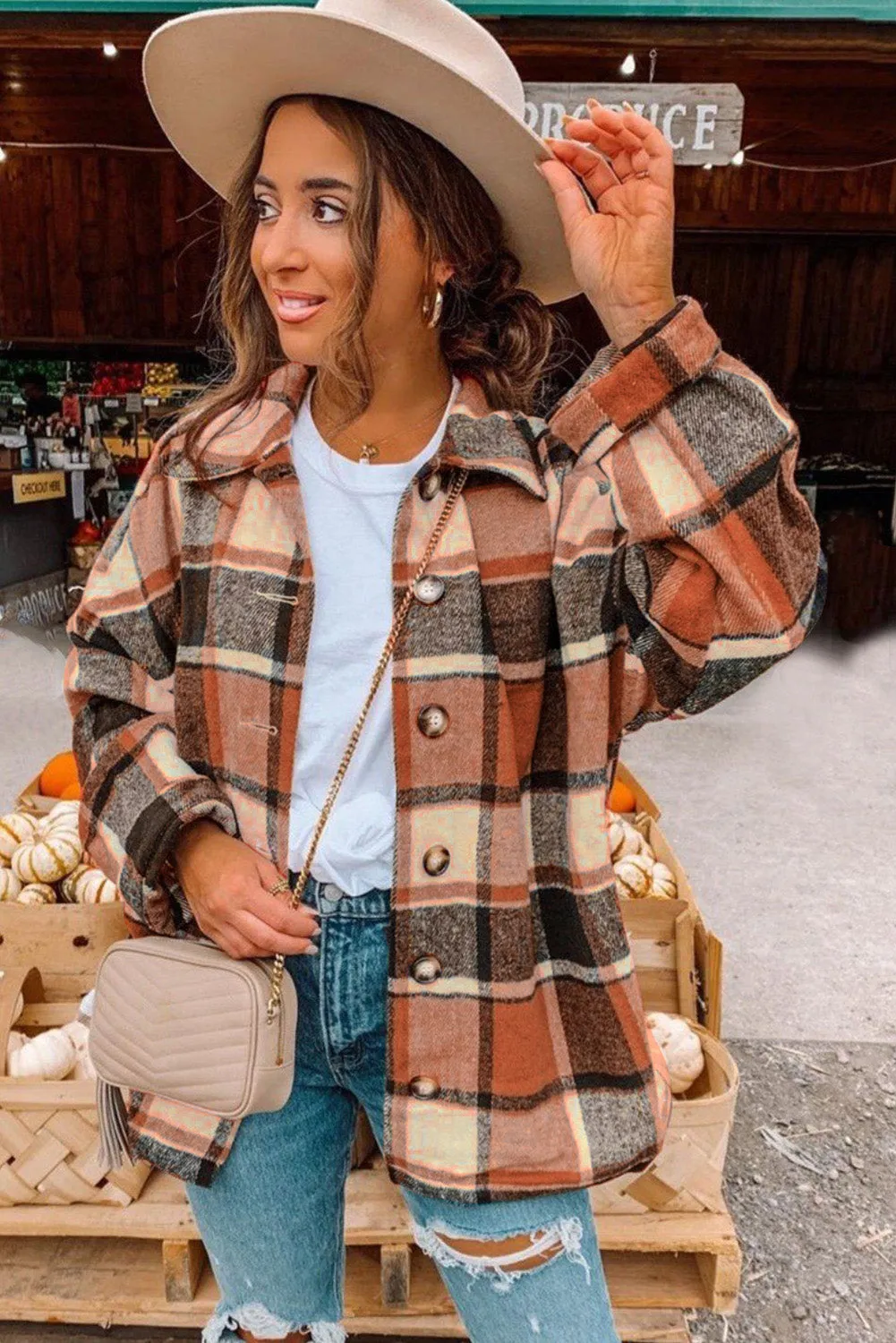 lake plaid print jacket - red/ yellow/ gray/ orange/ rose