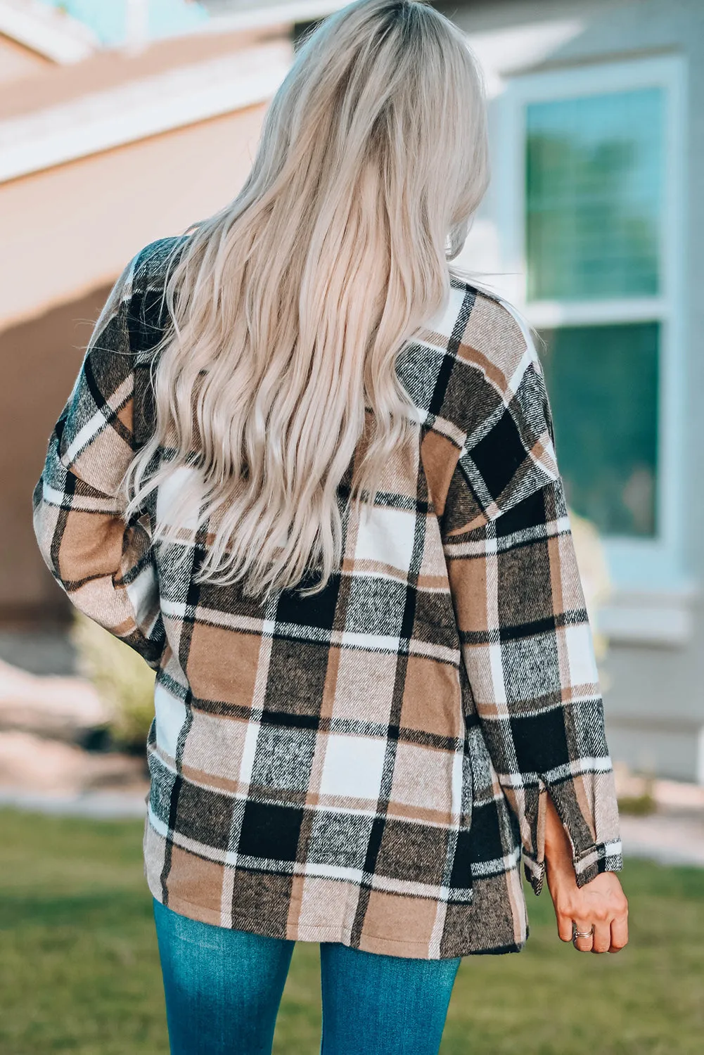 lake plaid print jacket - red/ yellow/ gray/ orange/ rose