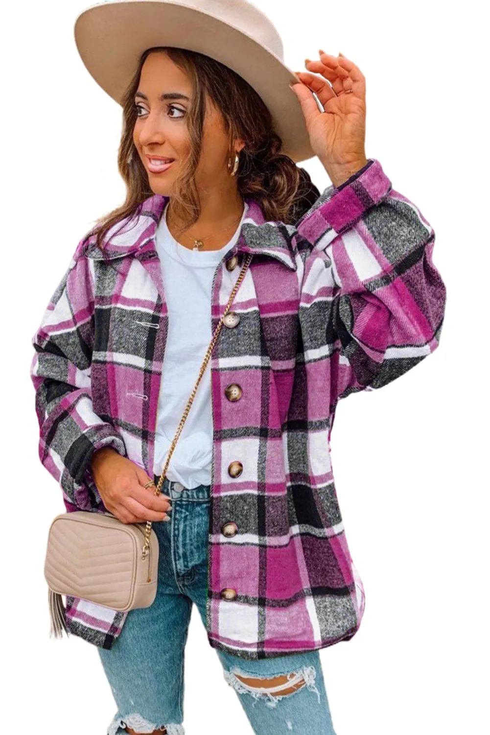 lake plaid print jacket - red/ yellow/ gray/ orange/ rose