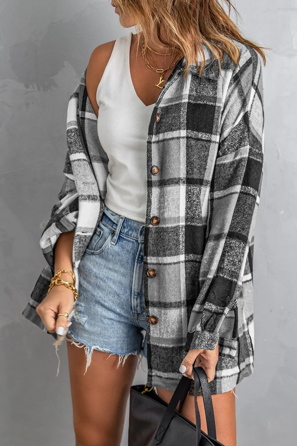 lake plaid print jacket - red/ yellow/ gray/ orange/ rose