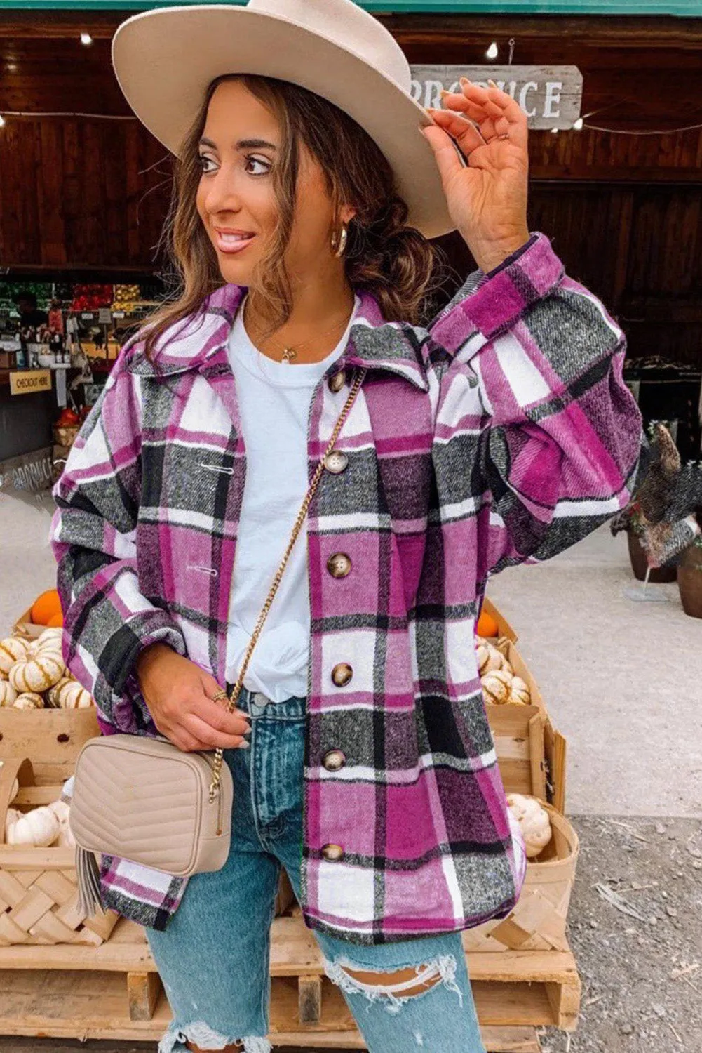 lake plaid print jacket - red/ yellow/ gray/ orange/ rose