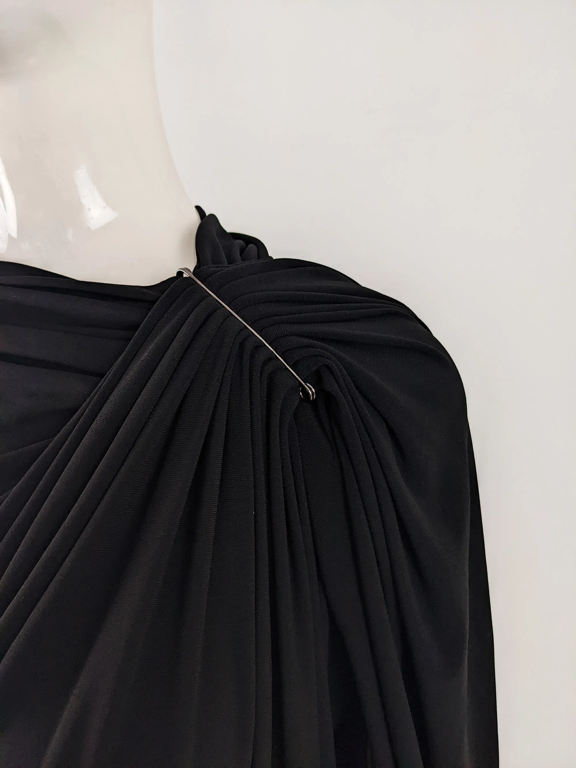 Lanvin Preowned Black Draped One Shoulder Asymmetrical Dress, Spring 2014