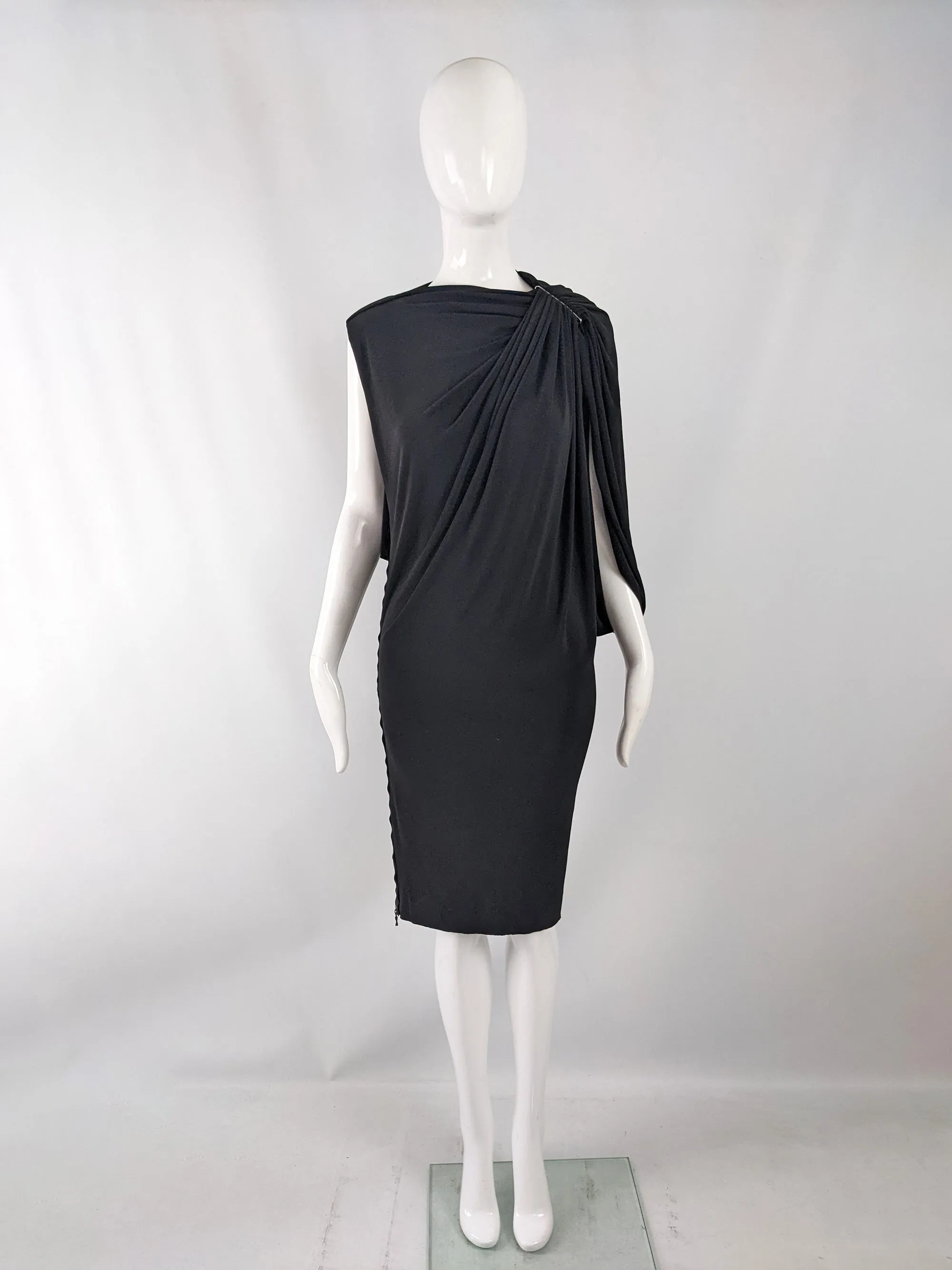 Lanvin Preowned Black Draped One Shoulder Asymmetrical Dress, Spring 2014