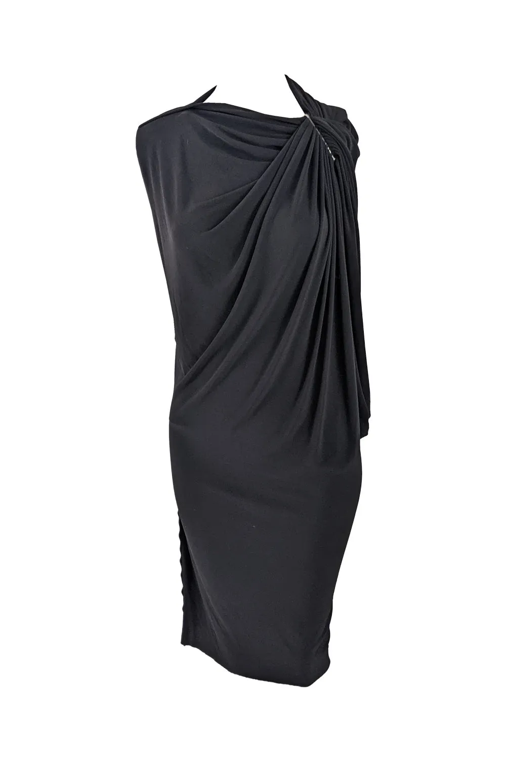 Lanvin Preowned Black Draped One Shoulder Asymmetrical Dress, Spring 2014