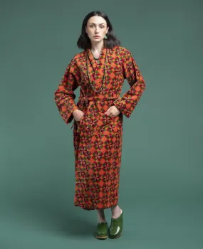 Les Touristes Velvet Dressing Gown Mosaik Orange