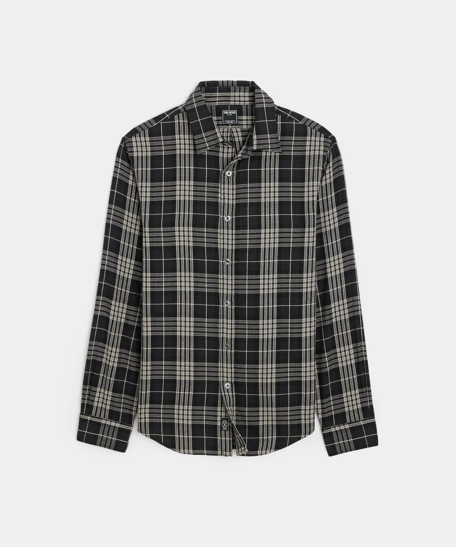 Lightweight Flannel Sport Shirt in Black Glen Plaid