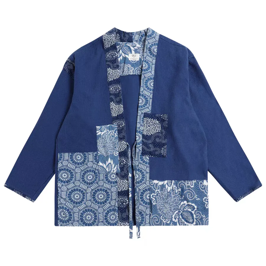 Lightweight Japanese Motif Indigo-Dyed Kimono Jacket