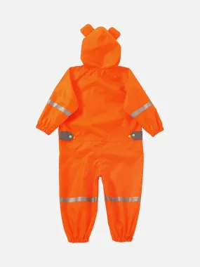 Little Surprise Box Bright Orange Roaring Tiger Theme All Over Jumpsuit / Playsuit Raincoat for Kids