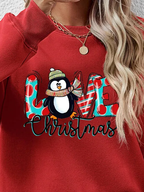 LIVE CHRISTMAS Drop Shoulder Round Neck Sweatshirt