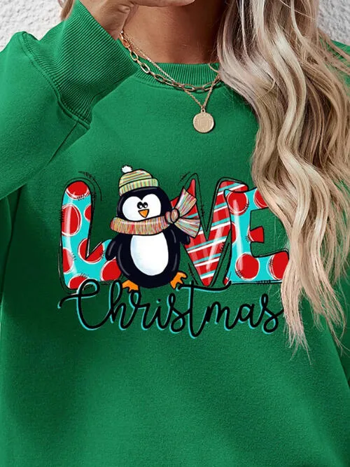 LIVE CHRISTMAS Drop Shoulder Round Neck Sweatshirt