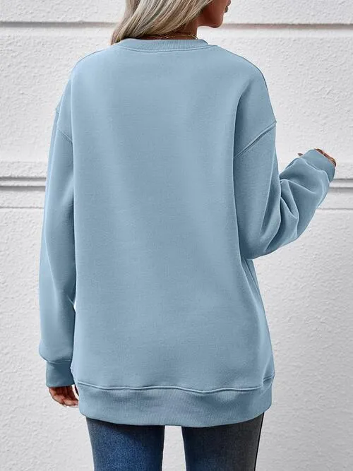 LIVE CHRISTMAS Drop Shoulder Round Neck Sweatshirt