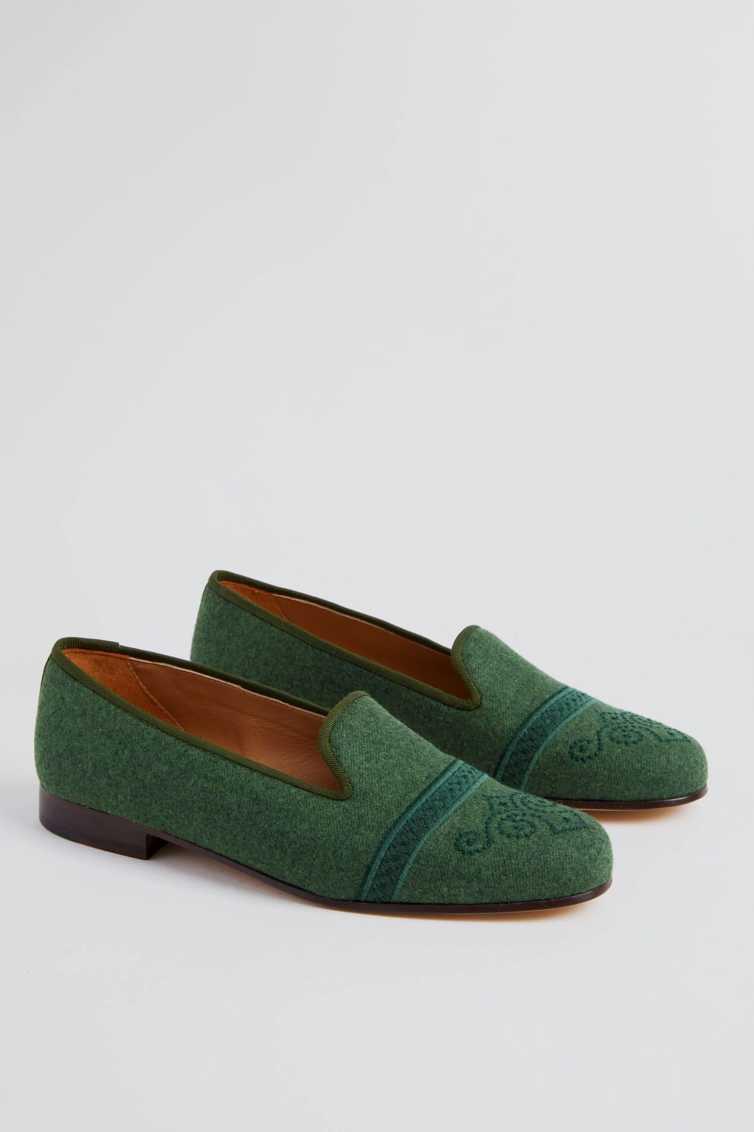 Loden Flannel Capped Slippers