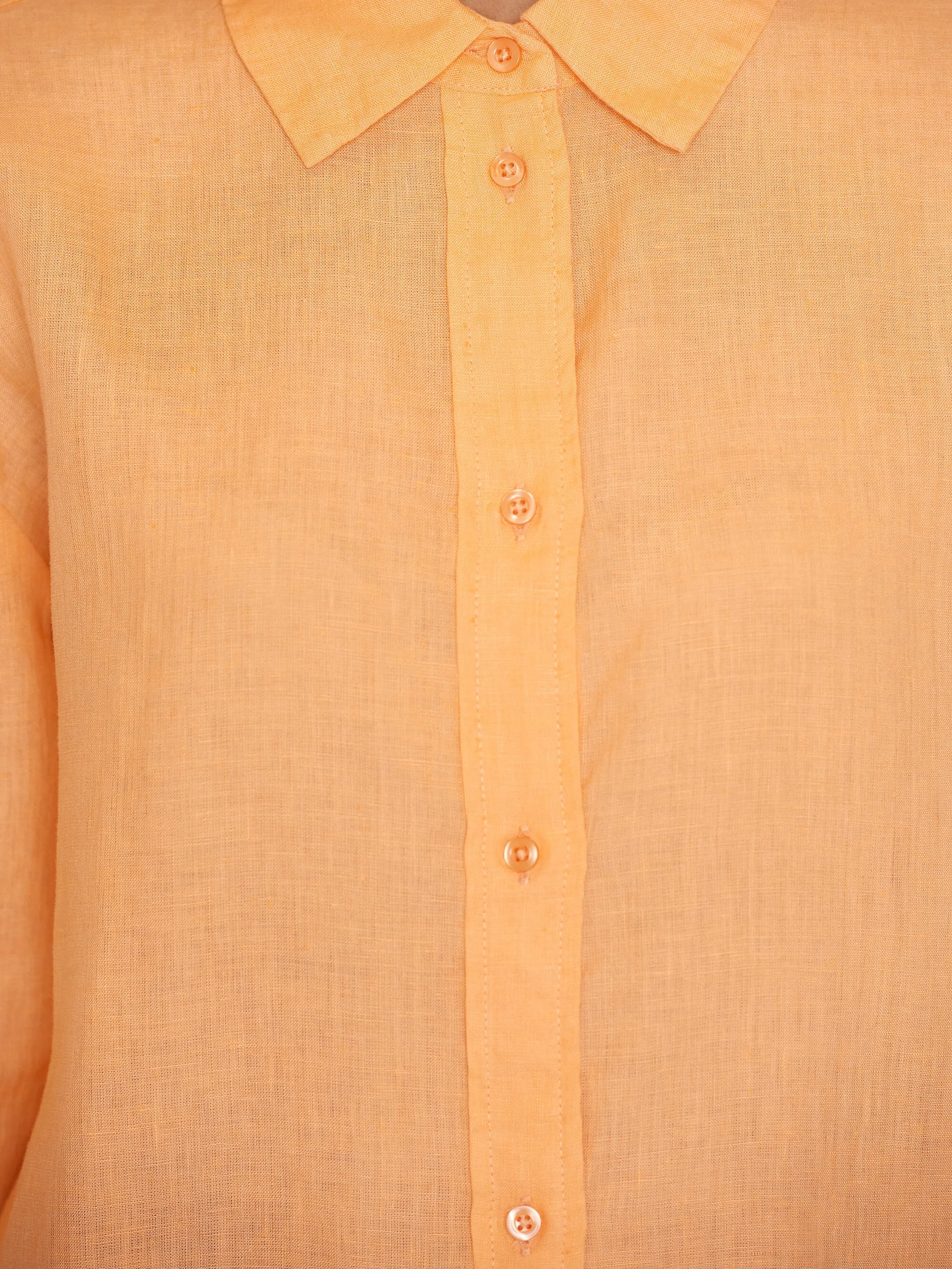 Loose linen long sleeved shirt - GOTS/Vegan - Cadmium Orange