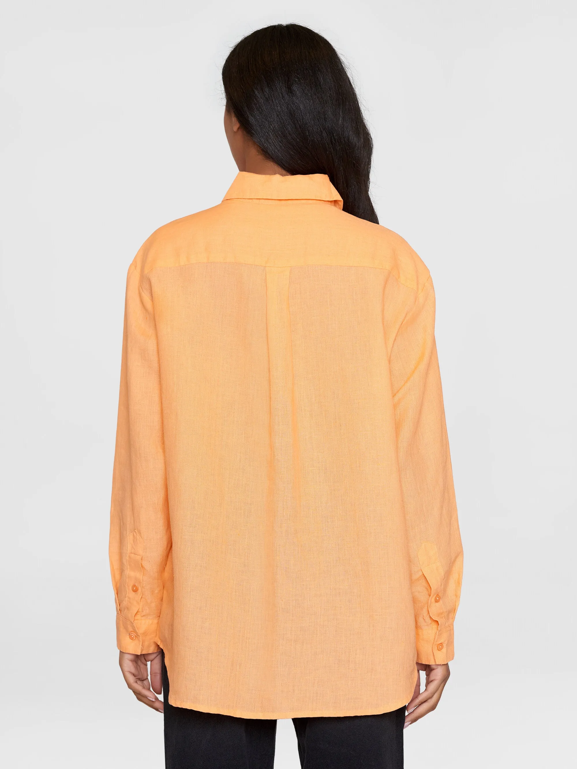 Loose linen long sleeved shirt - GOTS/Vegan - Cadmium Orange