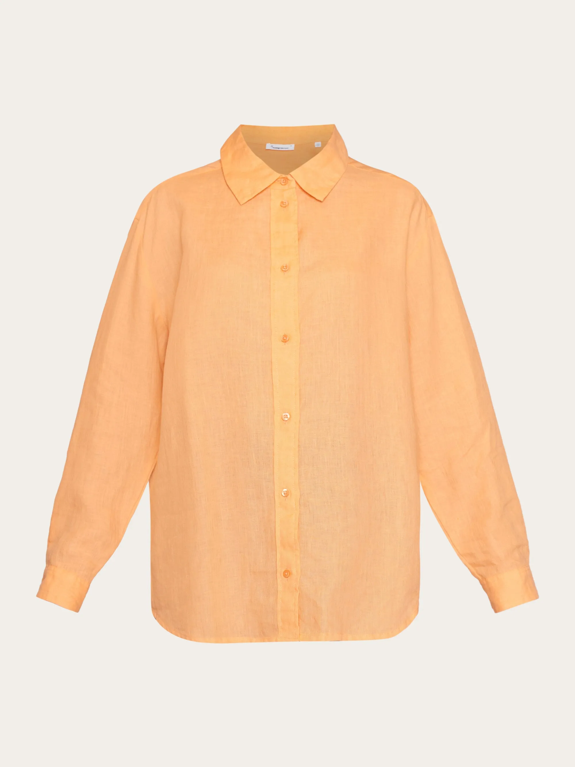 Loose linen long sleeved shirt - GOTS/Vegan - Cadmium Orange