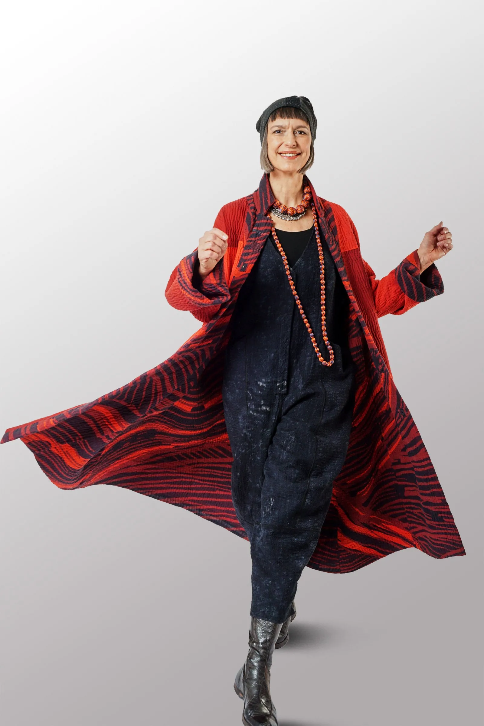 MAGMA AND OMBRE  KANTHA NEW OVERSIZED COAT - mw5342-red -