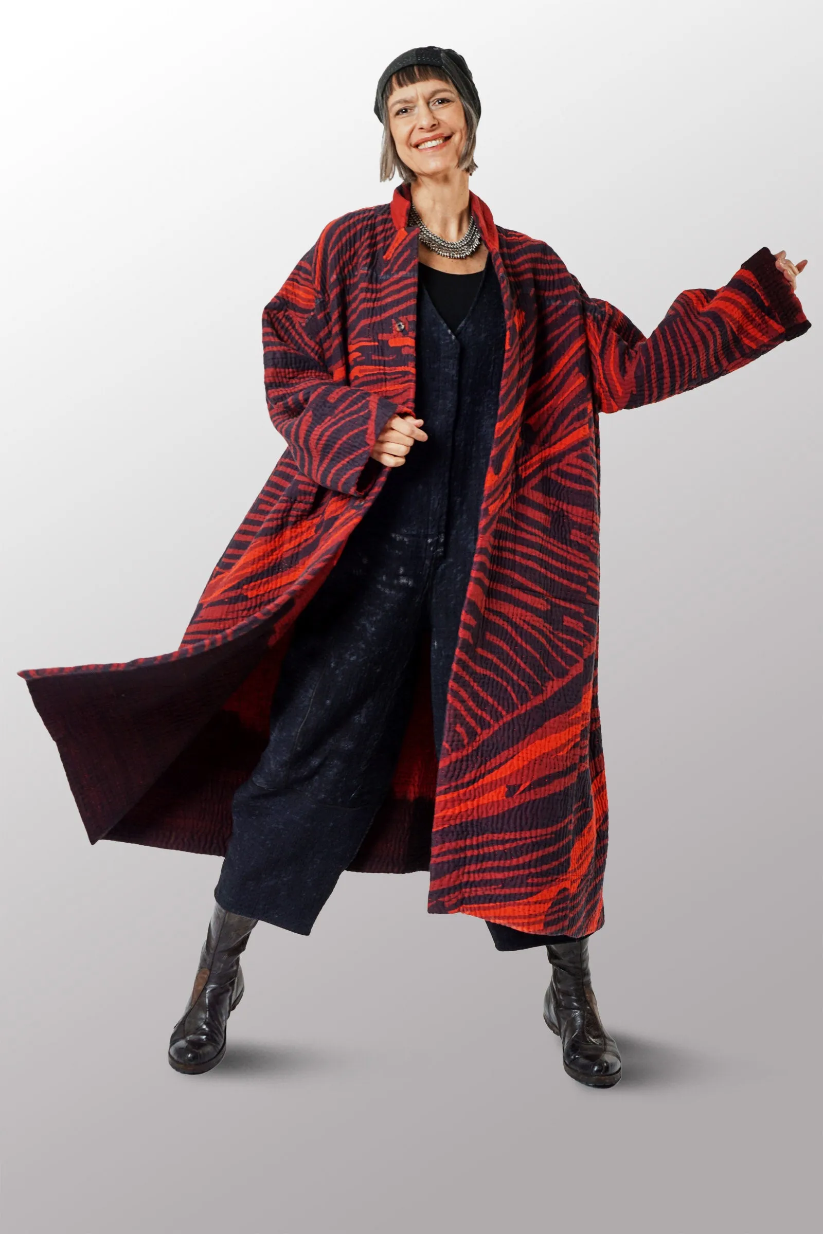 MAGMA AND OMBRE  KANTHA NEW OVERSIZED COAT - mw5342-red -