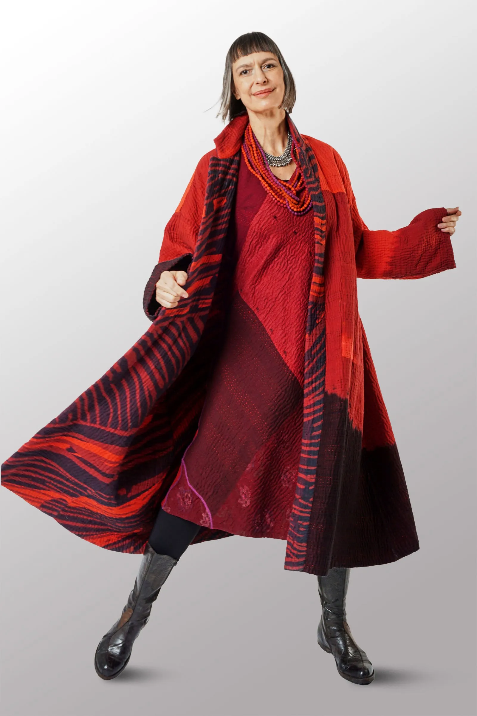 MAGMA AND OMBRE  KANTHA NEW OVERSIZED COAT - mw5342-red -