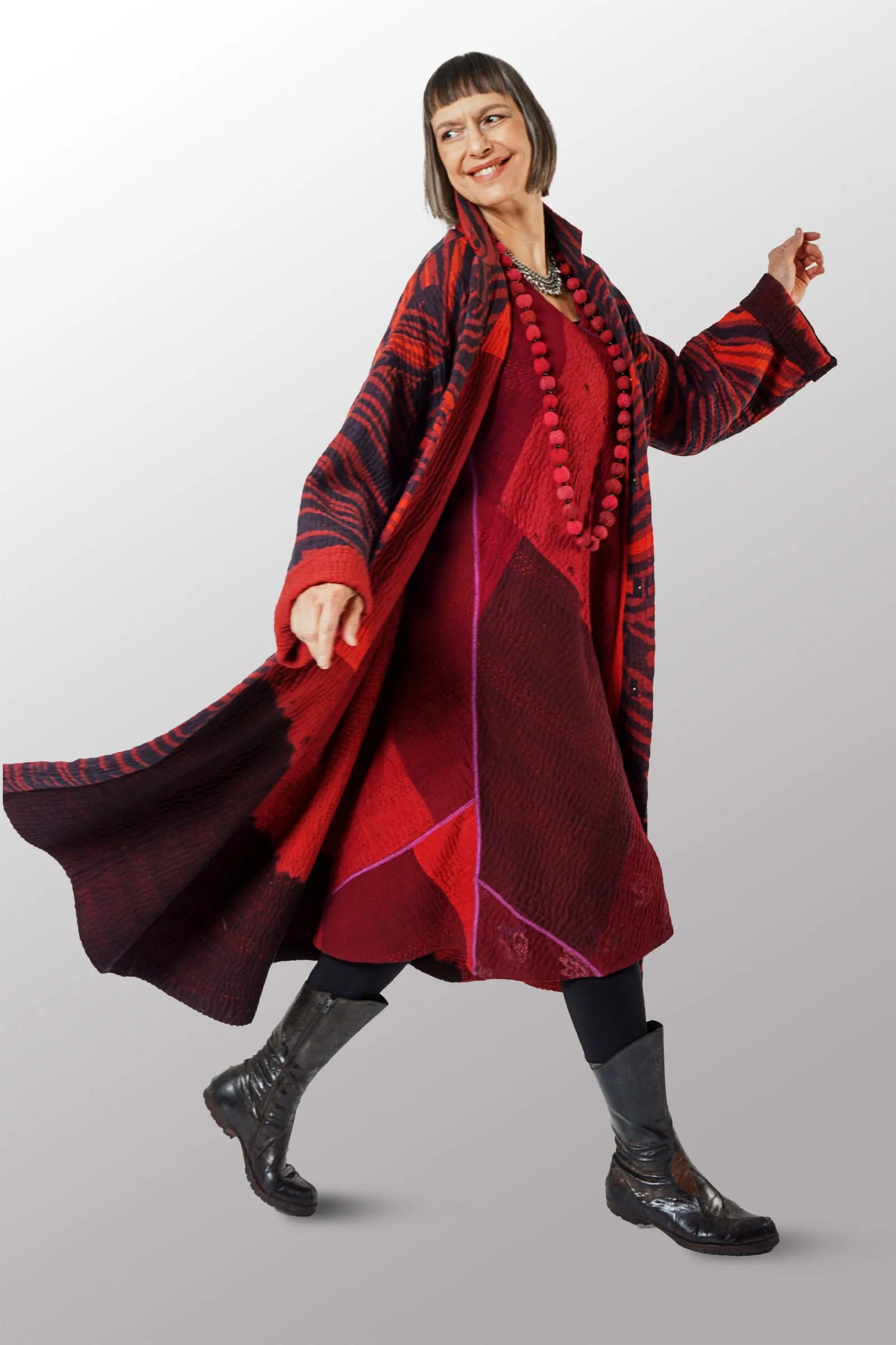 MAGMA AND OMBRE  KANTHA NEW OVERSIZED COAT - mw5342-red -