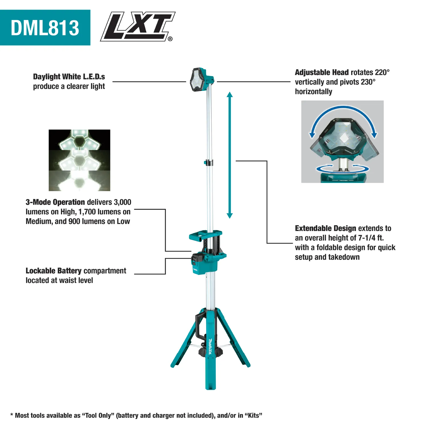 Makita (DML813) 18V LXT® Tower Work Light (Light Only)