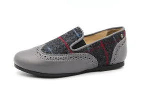 Manuela De Juan  Grey Plaid Two Tone Wingtip Slip On S3028