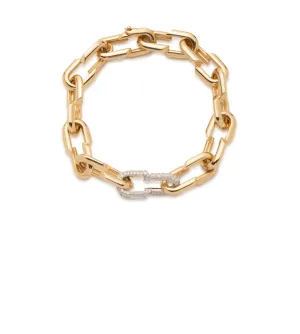 Medium Strong Hearts Love Single Pave Link Chain Bracelet