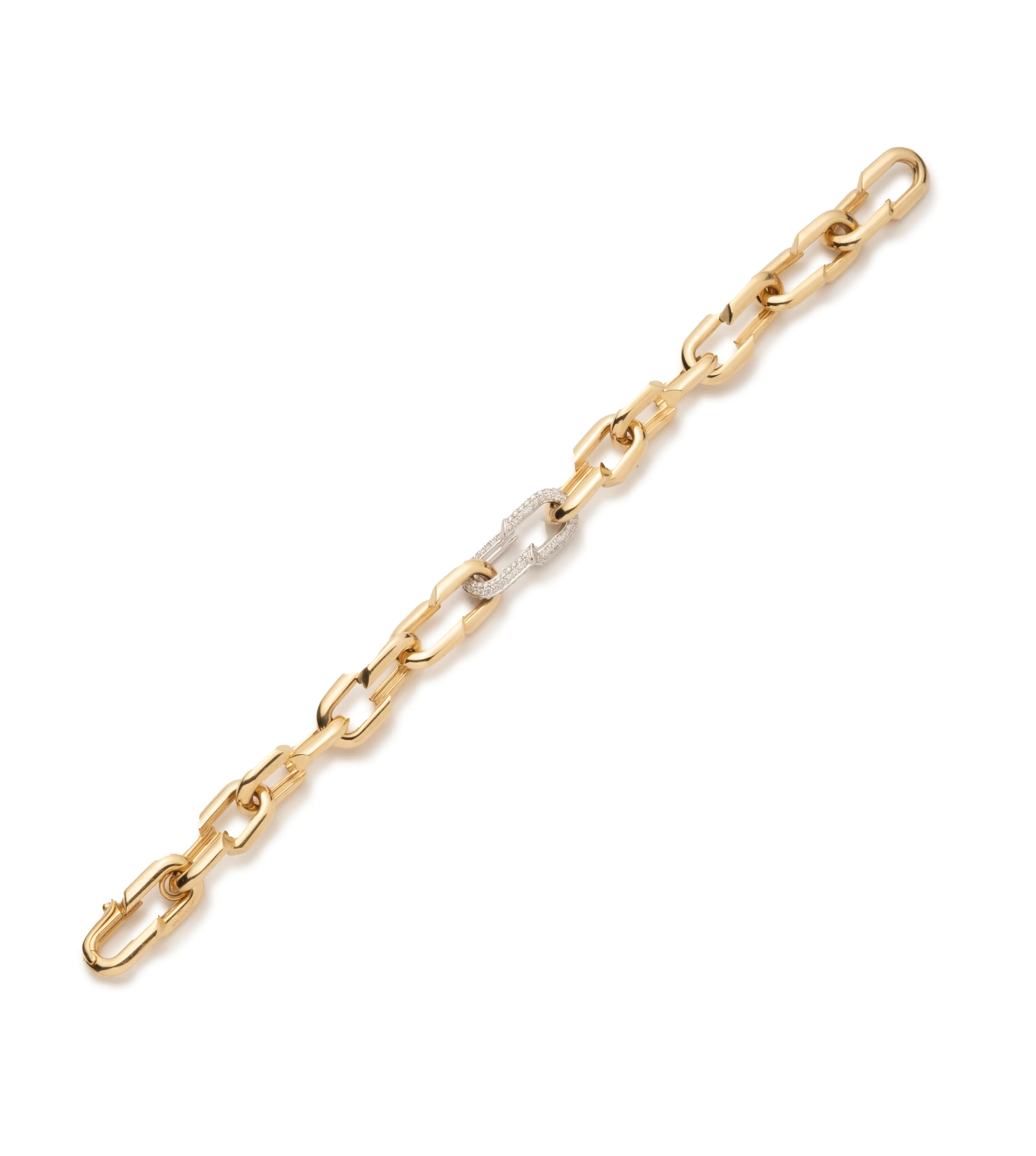 Medium Strong Hearts Love Single Pave Link Chain Bracelet