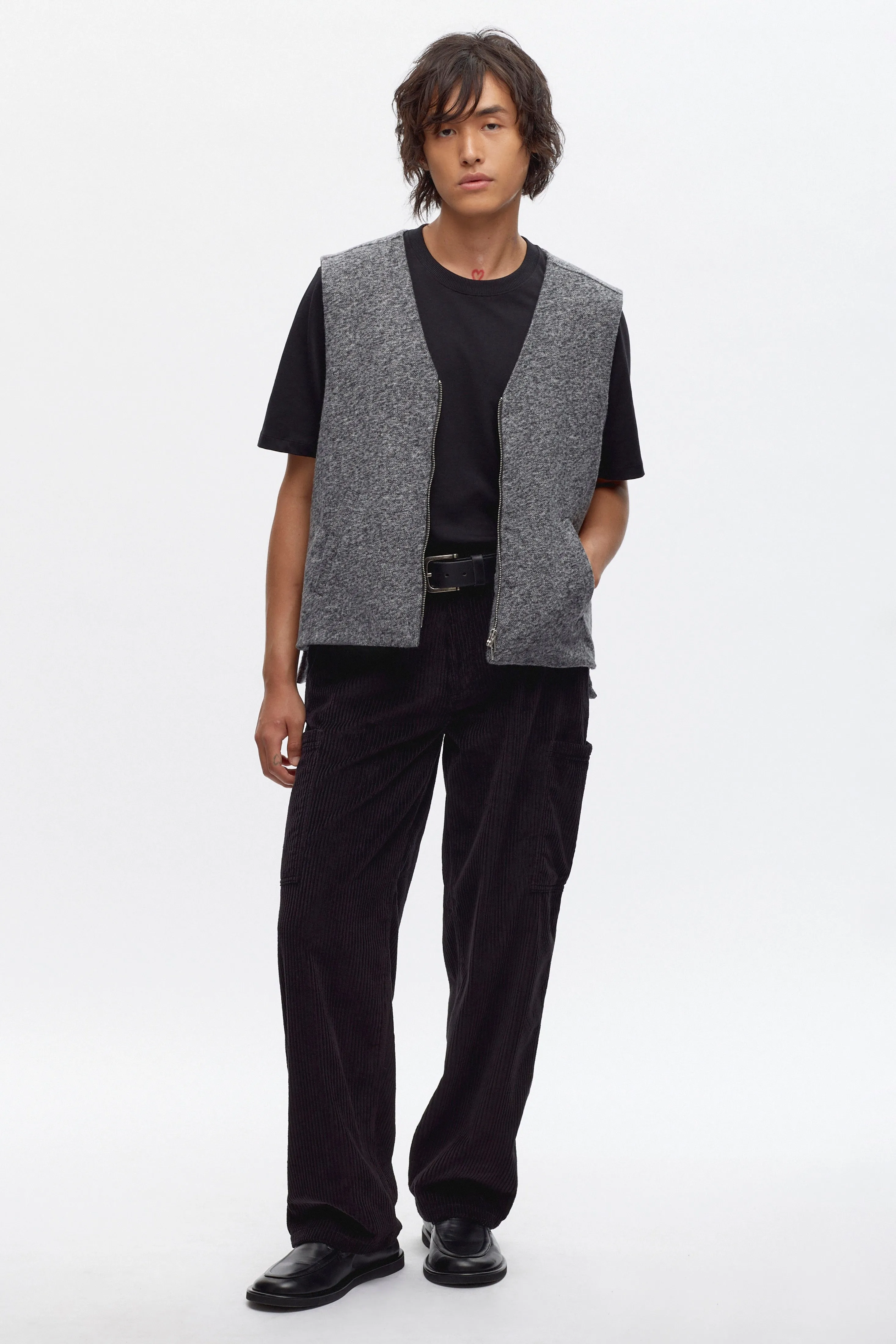 Men's Sawah Vest in Black Herringbone