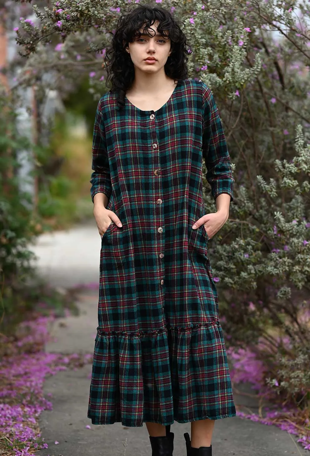 Mid Town Dress in Flannel