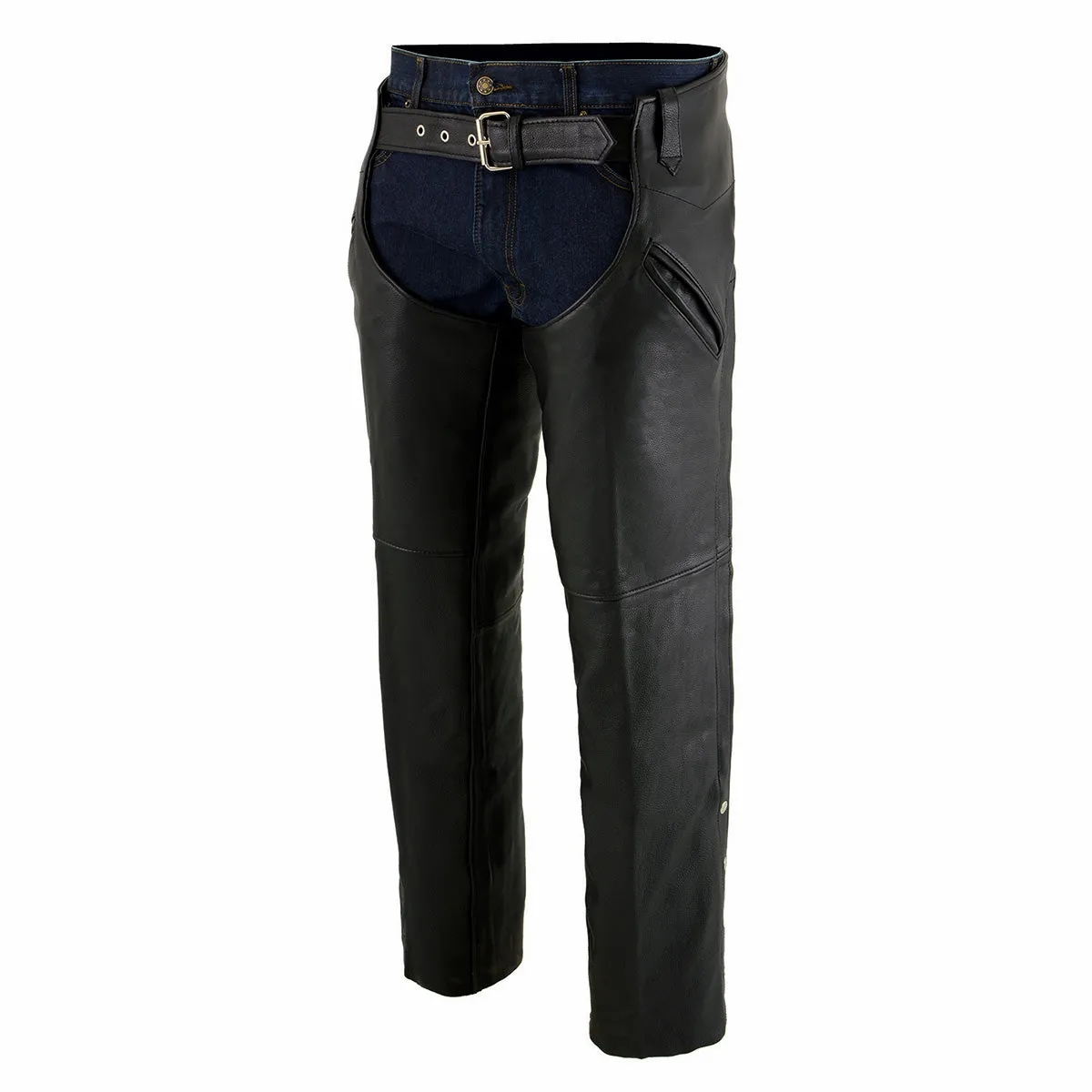 Milwaukee Leather Chaps for Men's Black Premium Leather Motorcycle