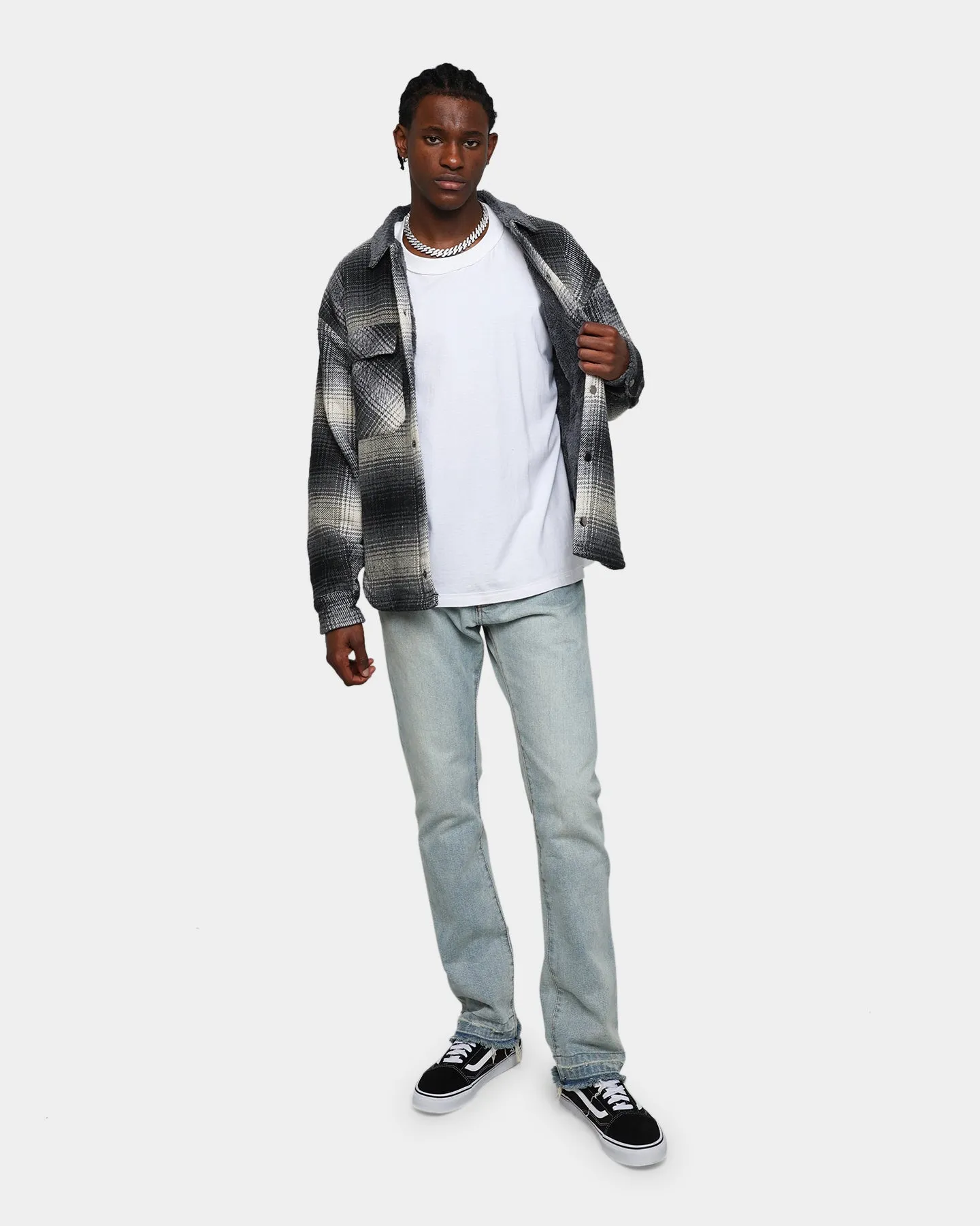 MNML Sherpa Lined Flannel Shirt Grey