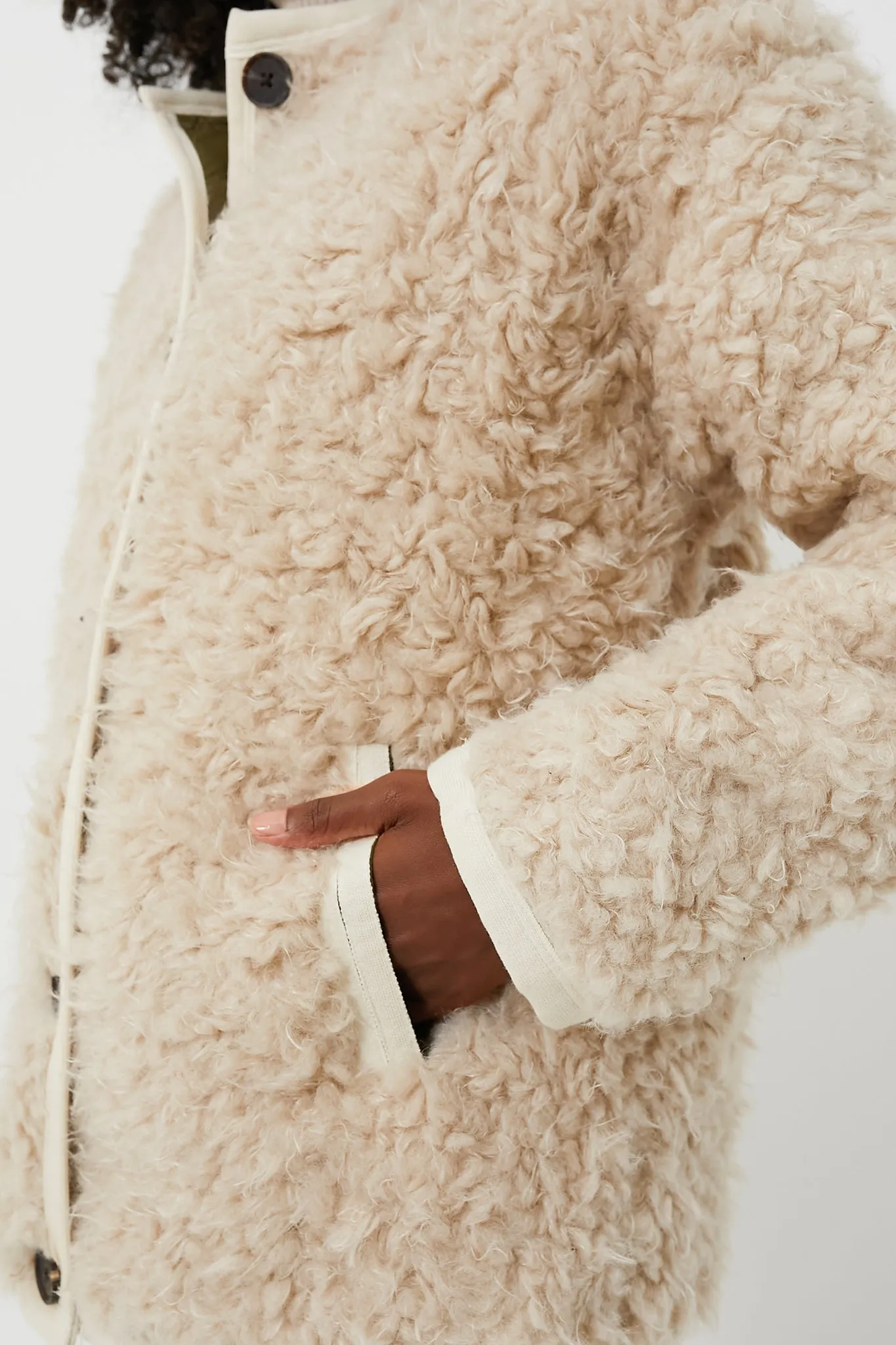 Natural and Olive Reversible Polar Bear Jacket