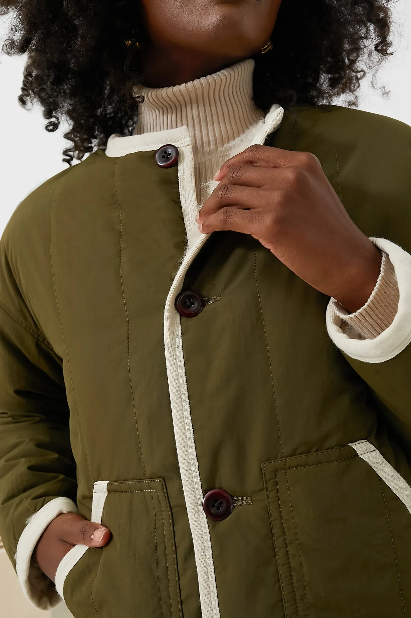 Natural and Olive Reversible Polar Bear Jacket