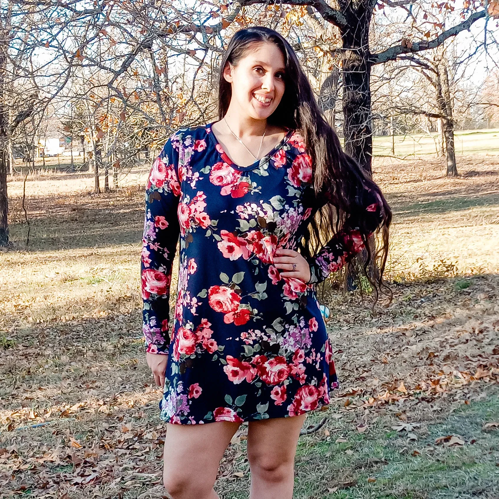 Navy Floral Lounge Dress