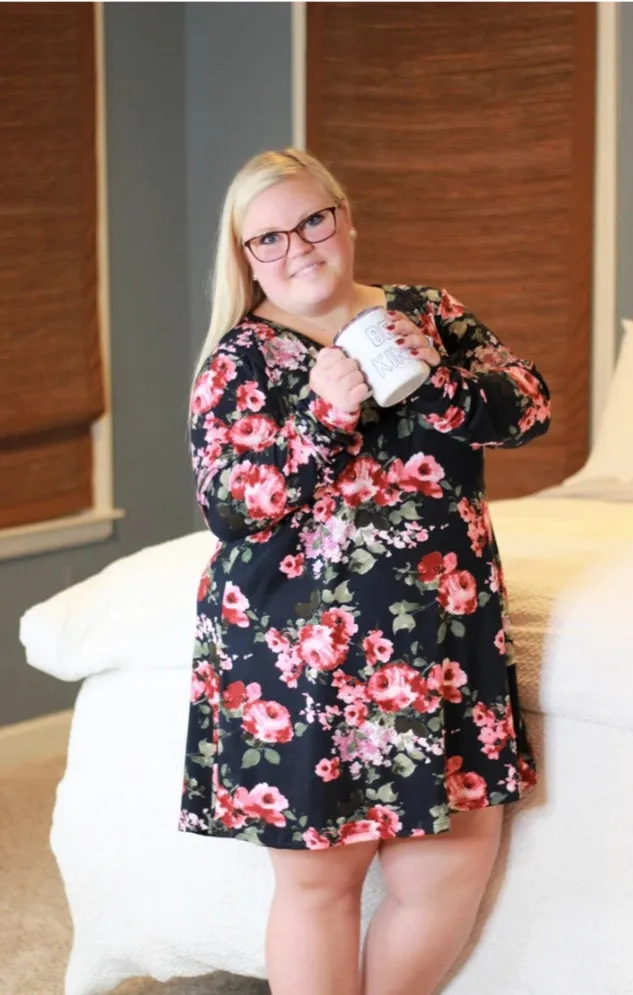 Navy Floral Lounge Dress