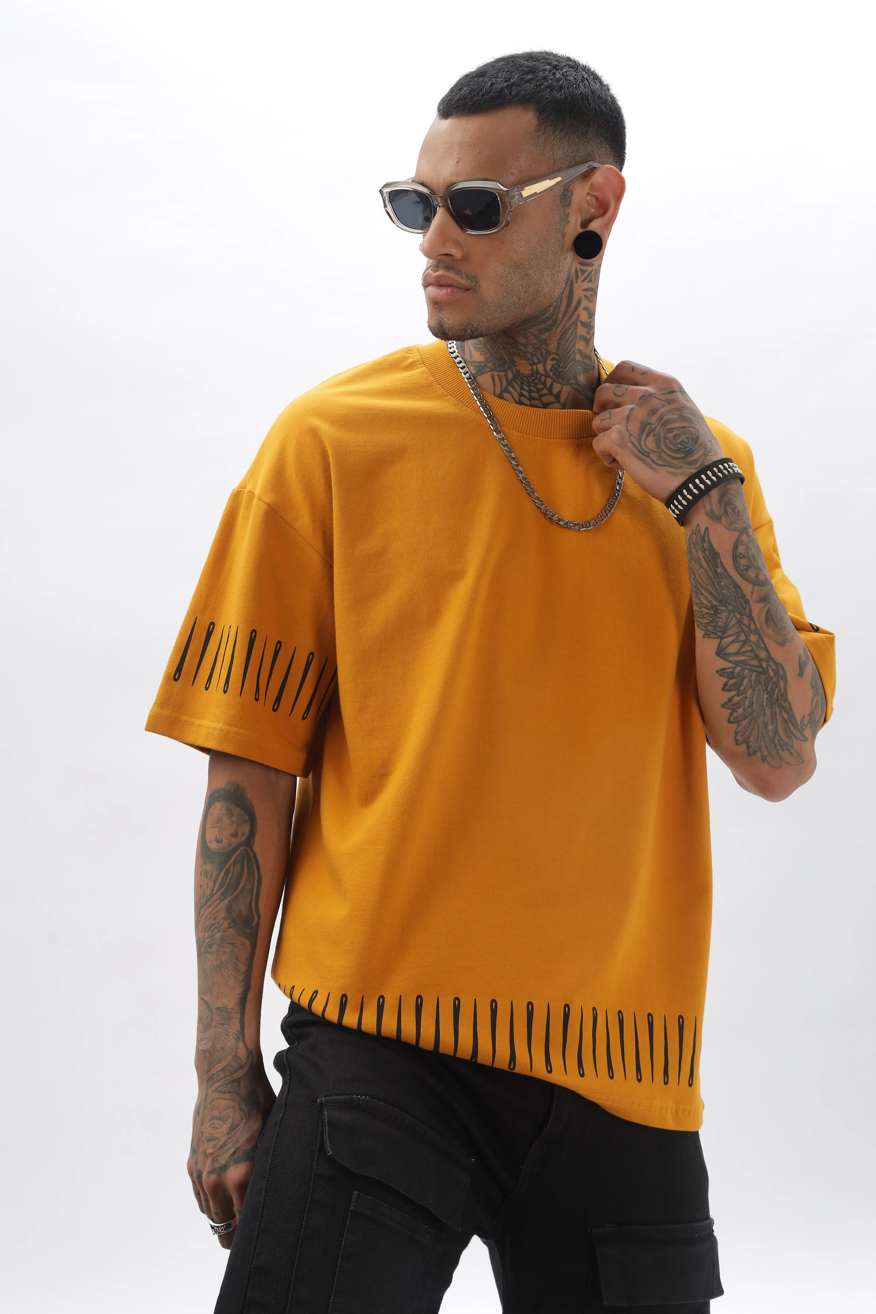 NeedleTrack Orange Dropshoulder Tee