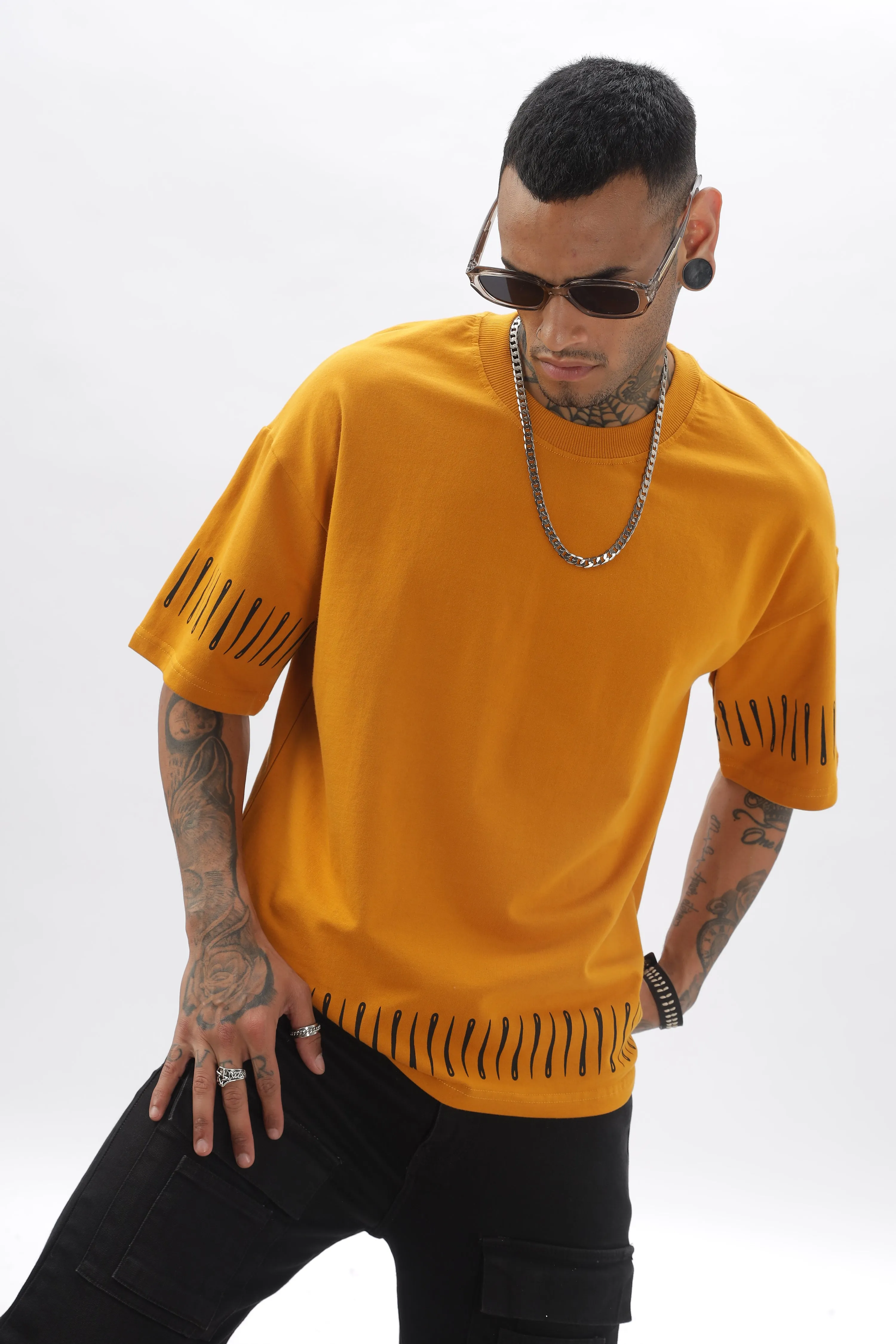 NeedleTrack Orange Dropshoulder Tee