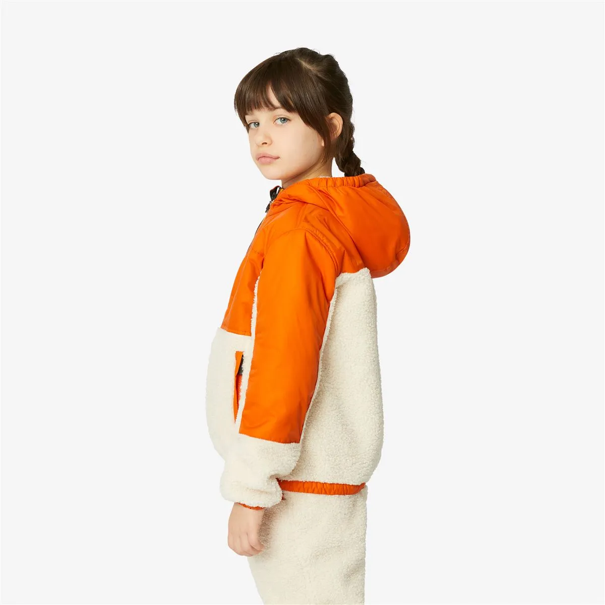 Neige Orsetto - Kids Fleece Top in Ecru - Orange Rust