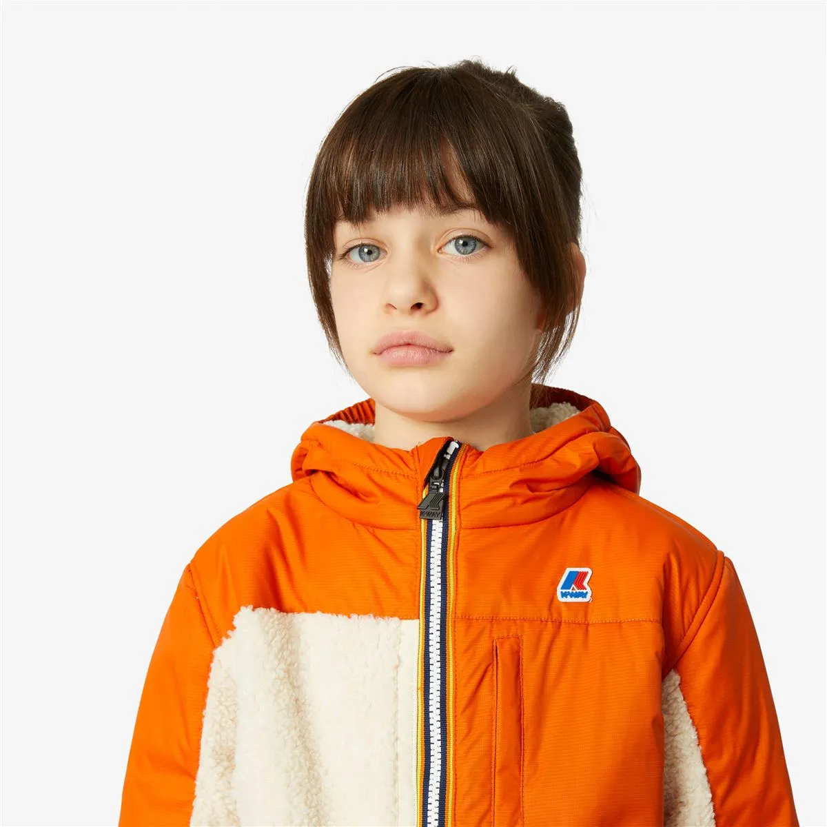 Neige Orsetto - Kids Fleece Top in Ecru - Orange Rust