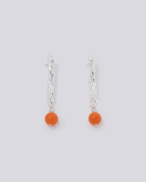 Neon Orange Silver Earrings