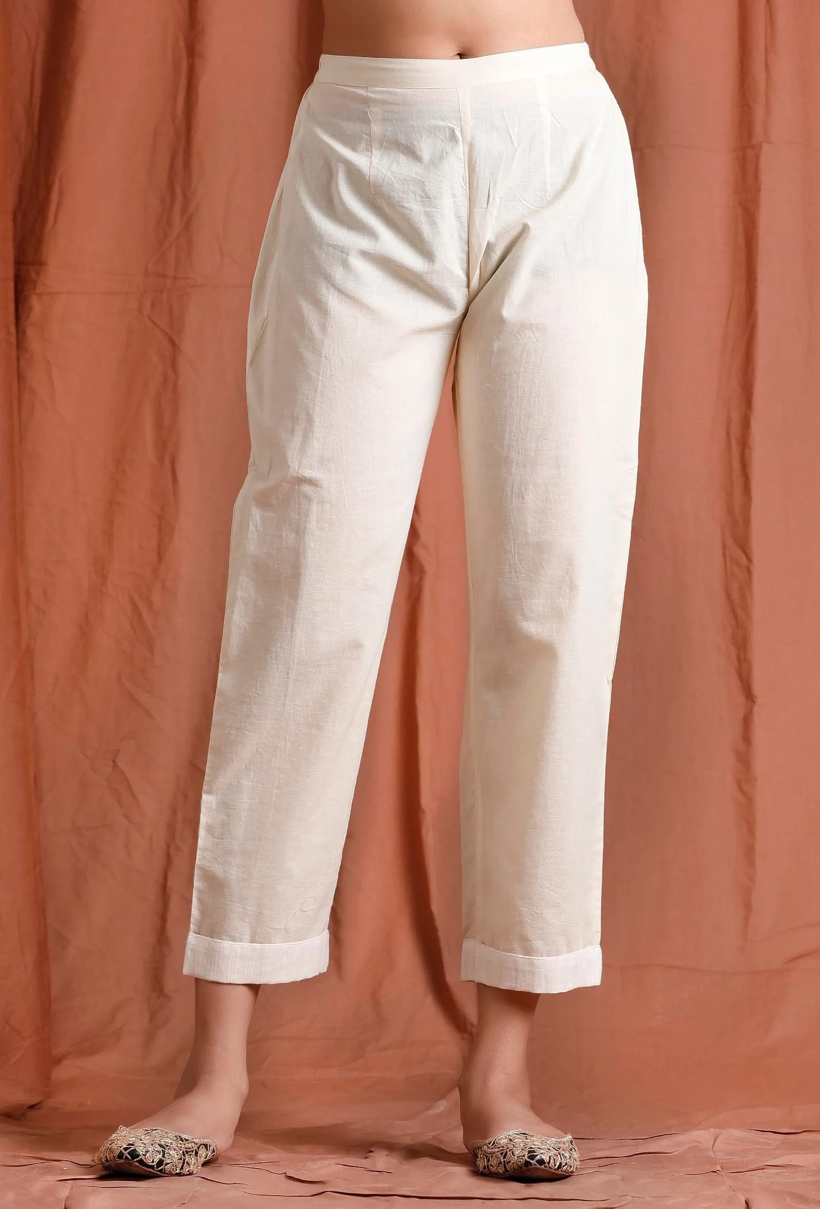 Off White Cotton Pants