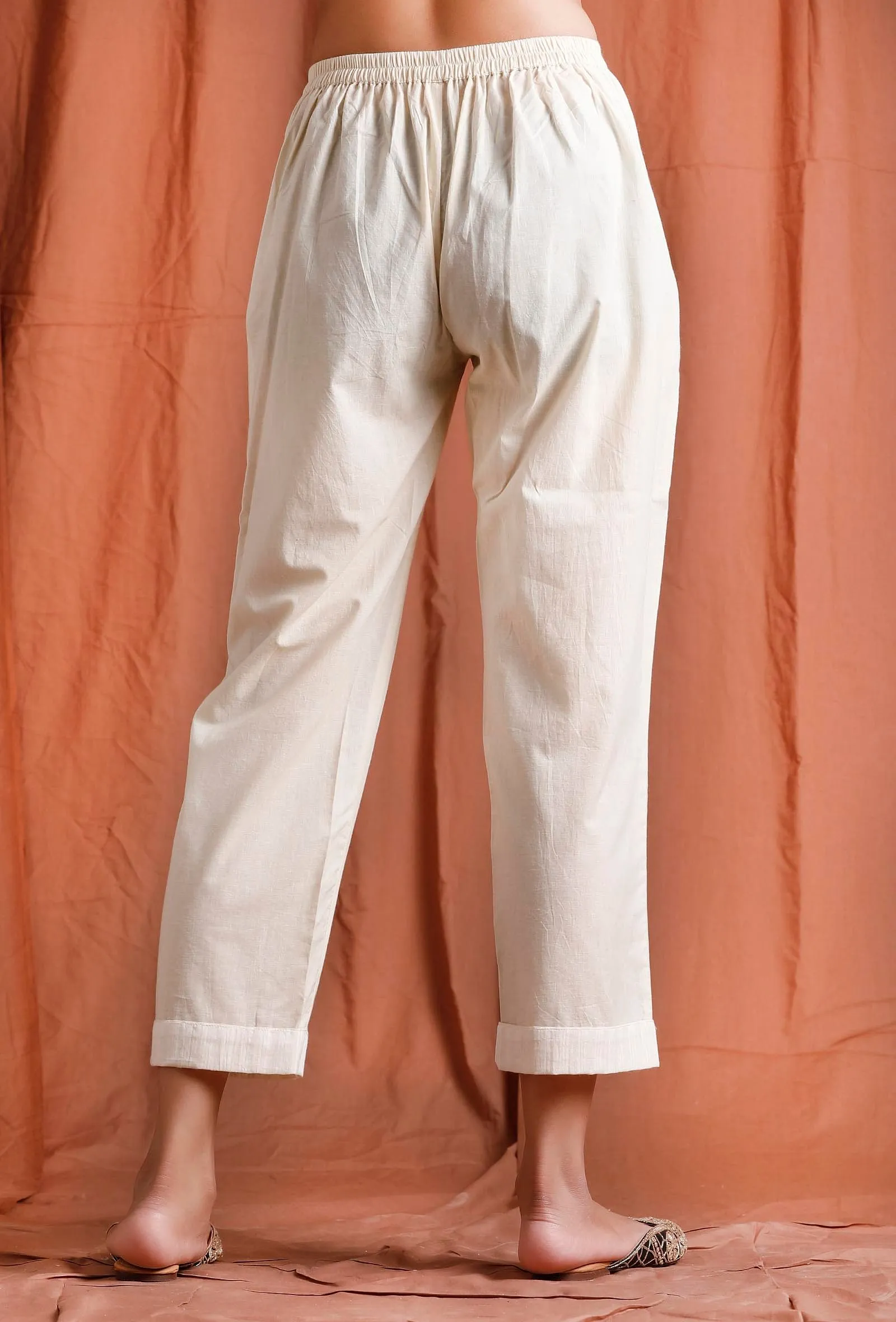 Off White Cotton Pants