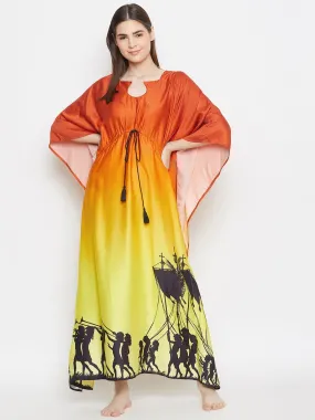 ORANGE OMBRE LOUNGEWEAR KAFTAN (Final Sale)