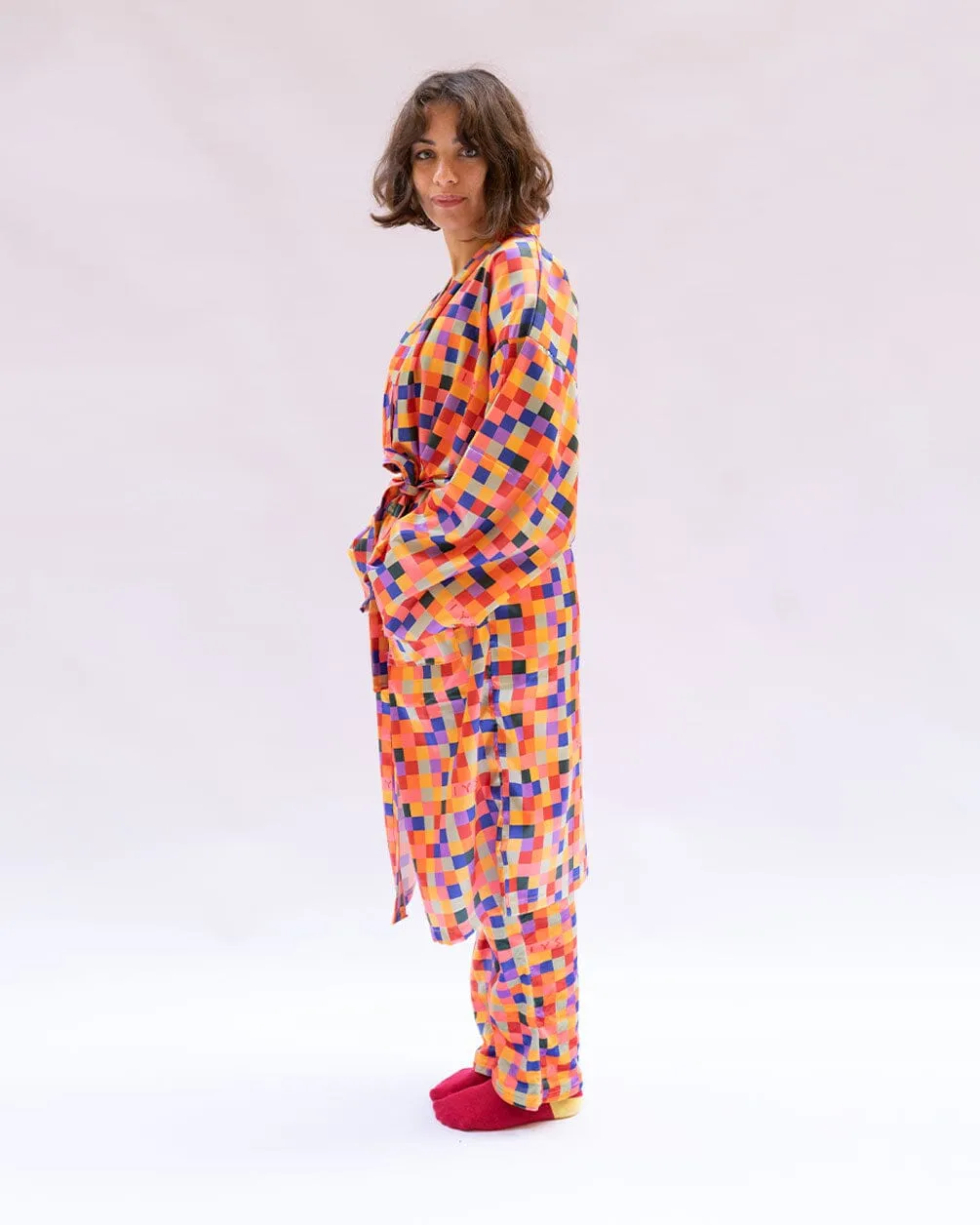 Orange Pixels Floppy Robe