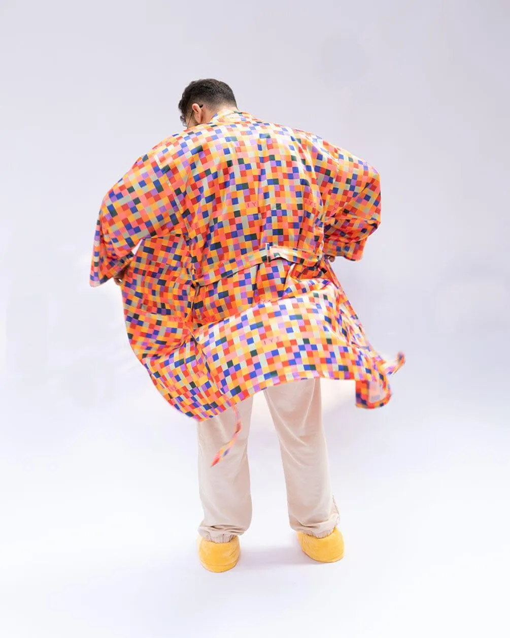 Orange Pixels Floppy Robe