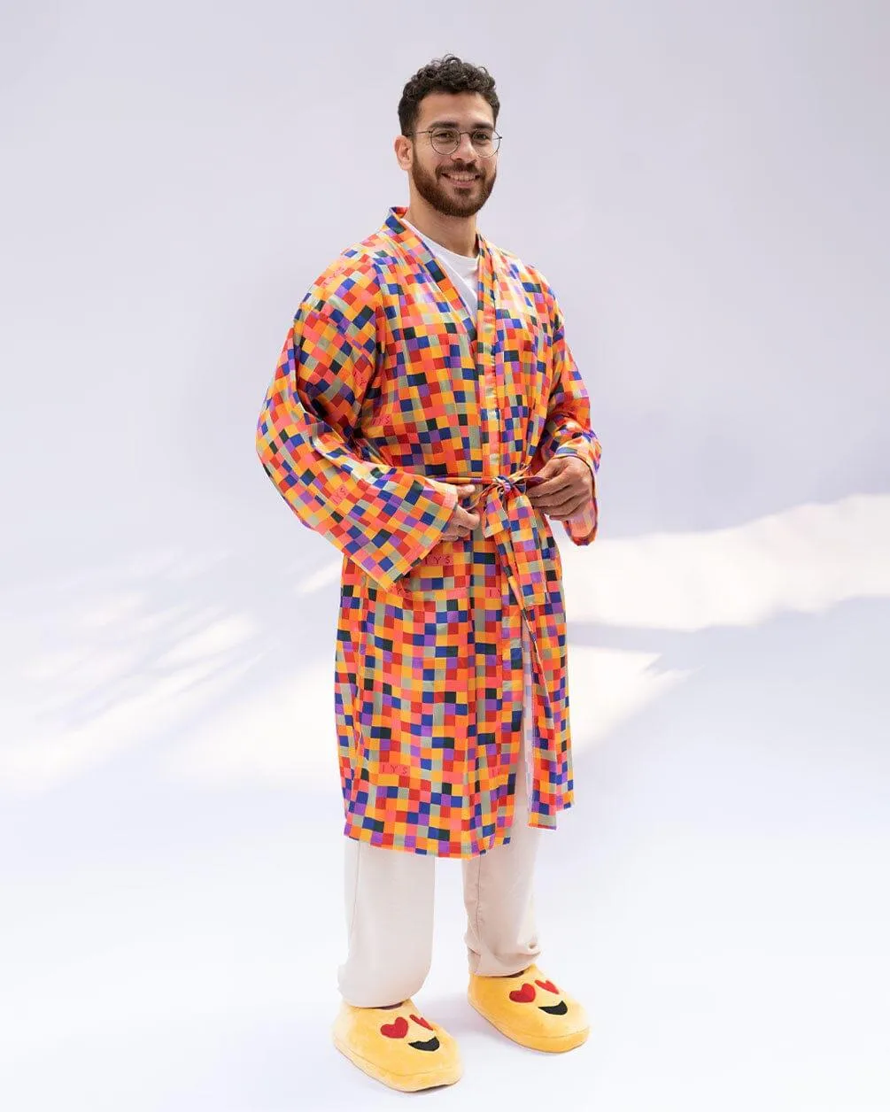 Orange Pixels Floppy Robe