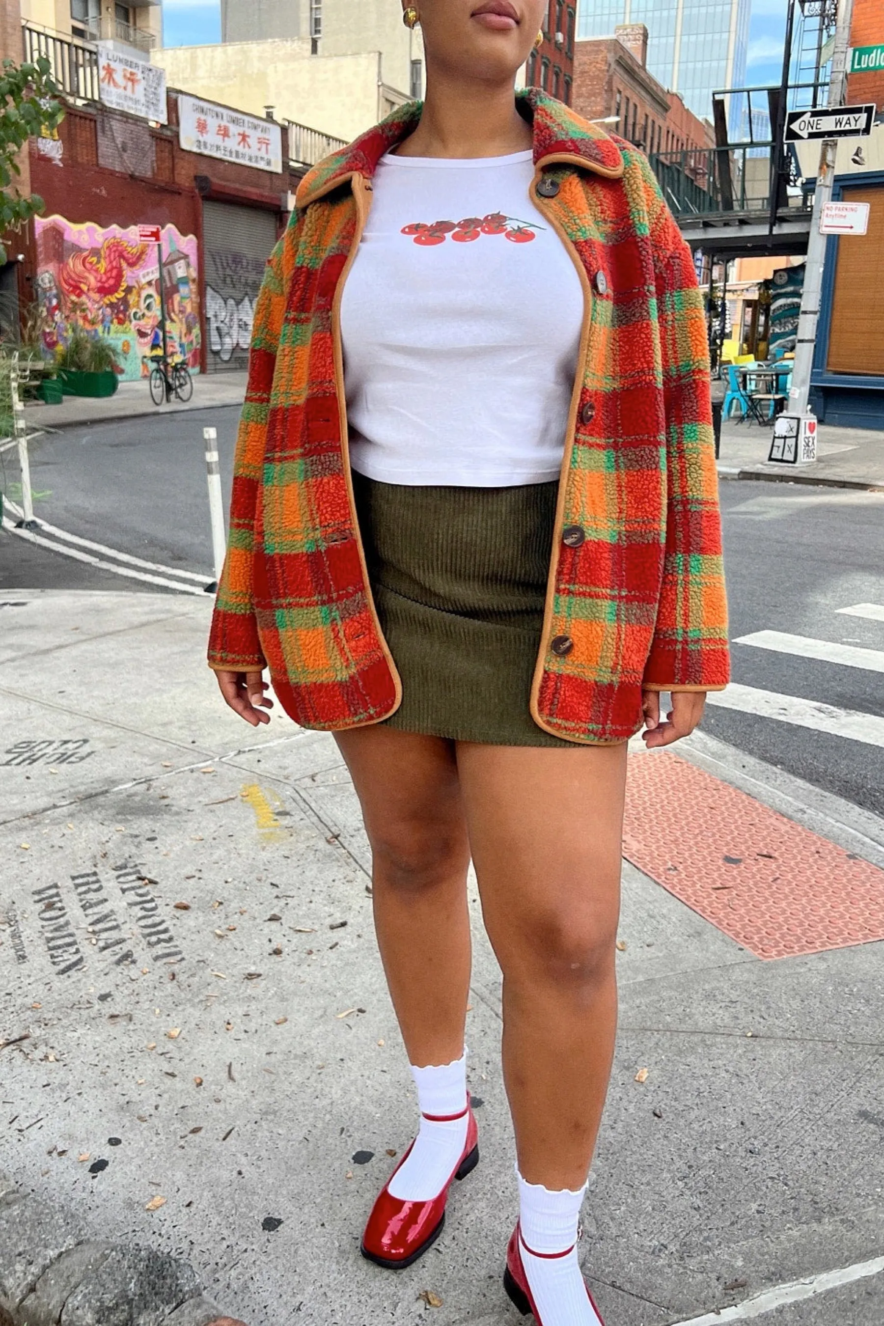 Orange Plaid Jesse Sherpa Jacket