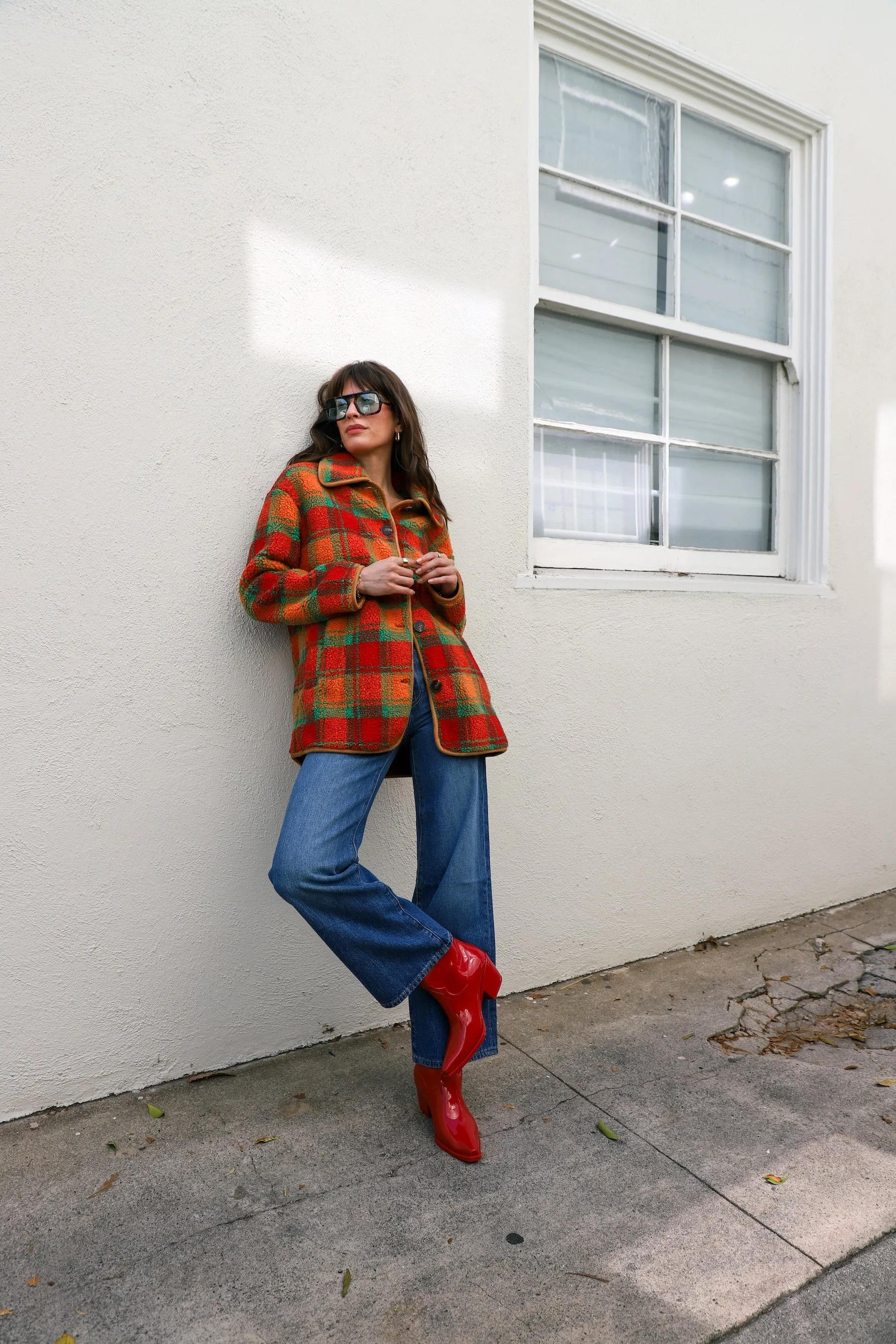 Orange Plaid Jesse Sherpa Jacket