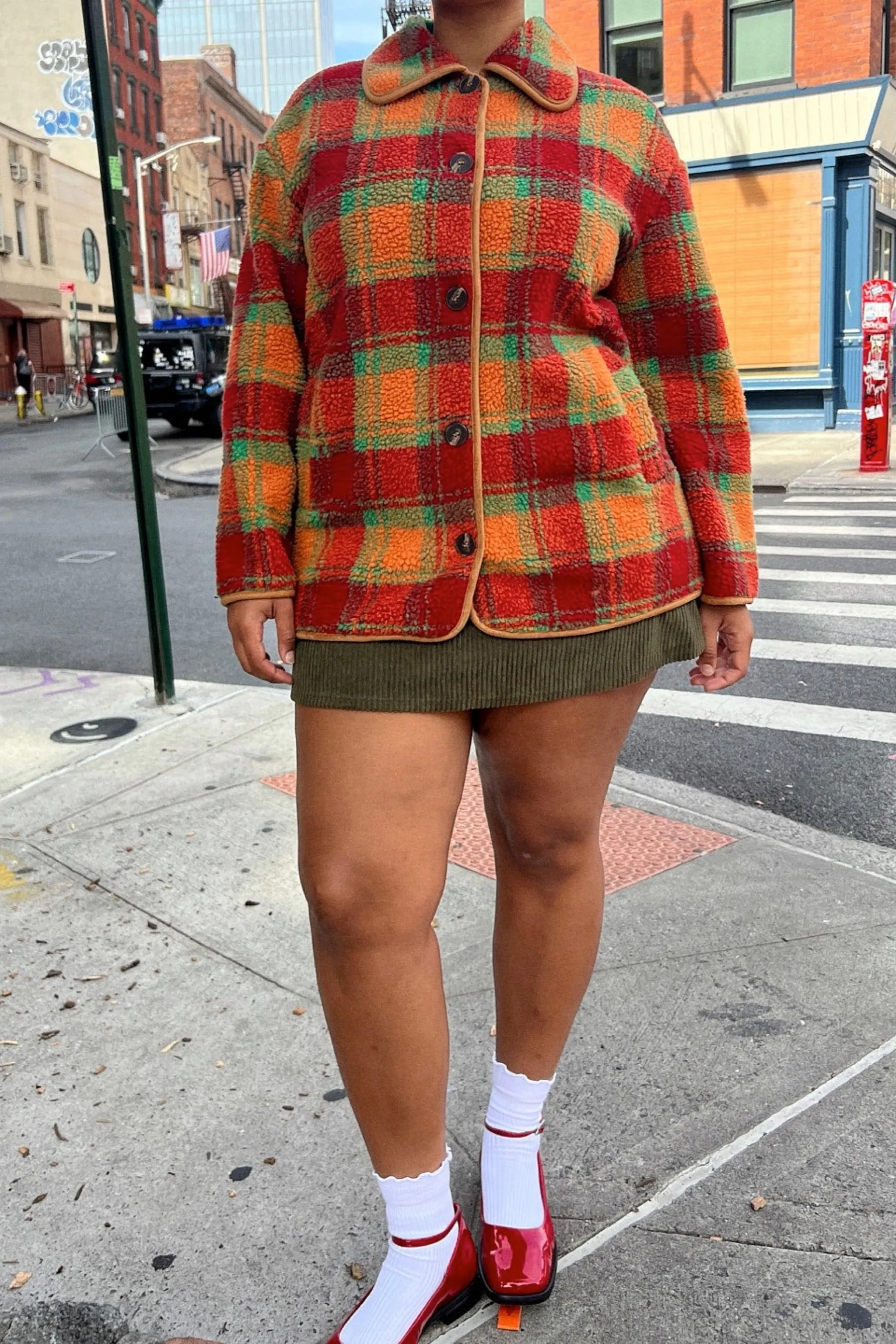 Orange Plaid Jesse Sherpa Jacket