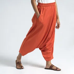 Orange - Plain Flex Cotton Elasticated Harem Pant